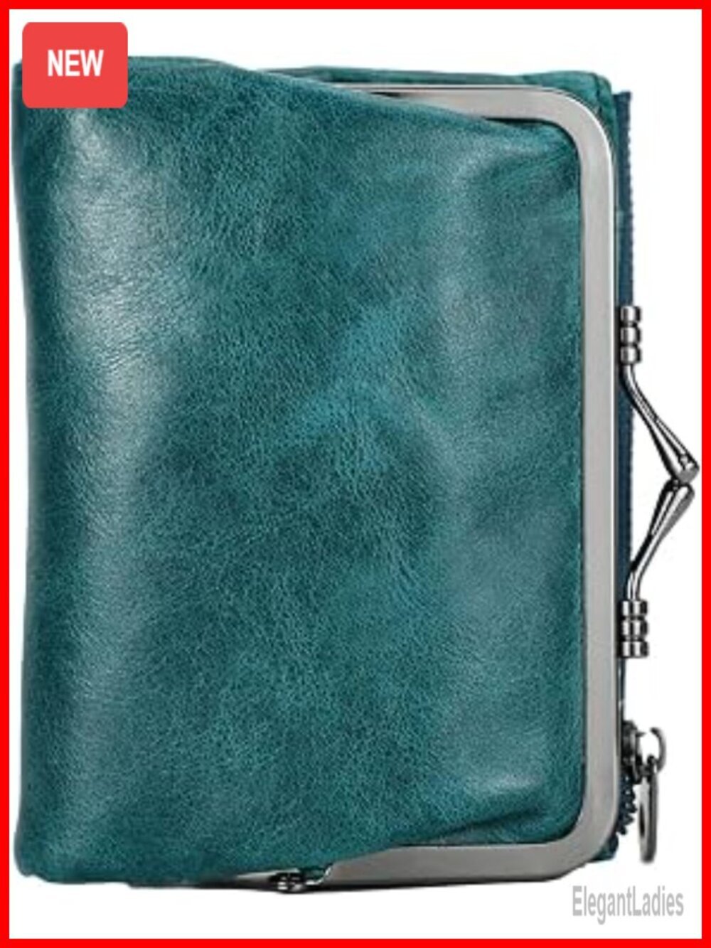 RFID Blocking Genuine Leather Bifold Wallet with Kiss-Lock Pocket